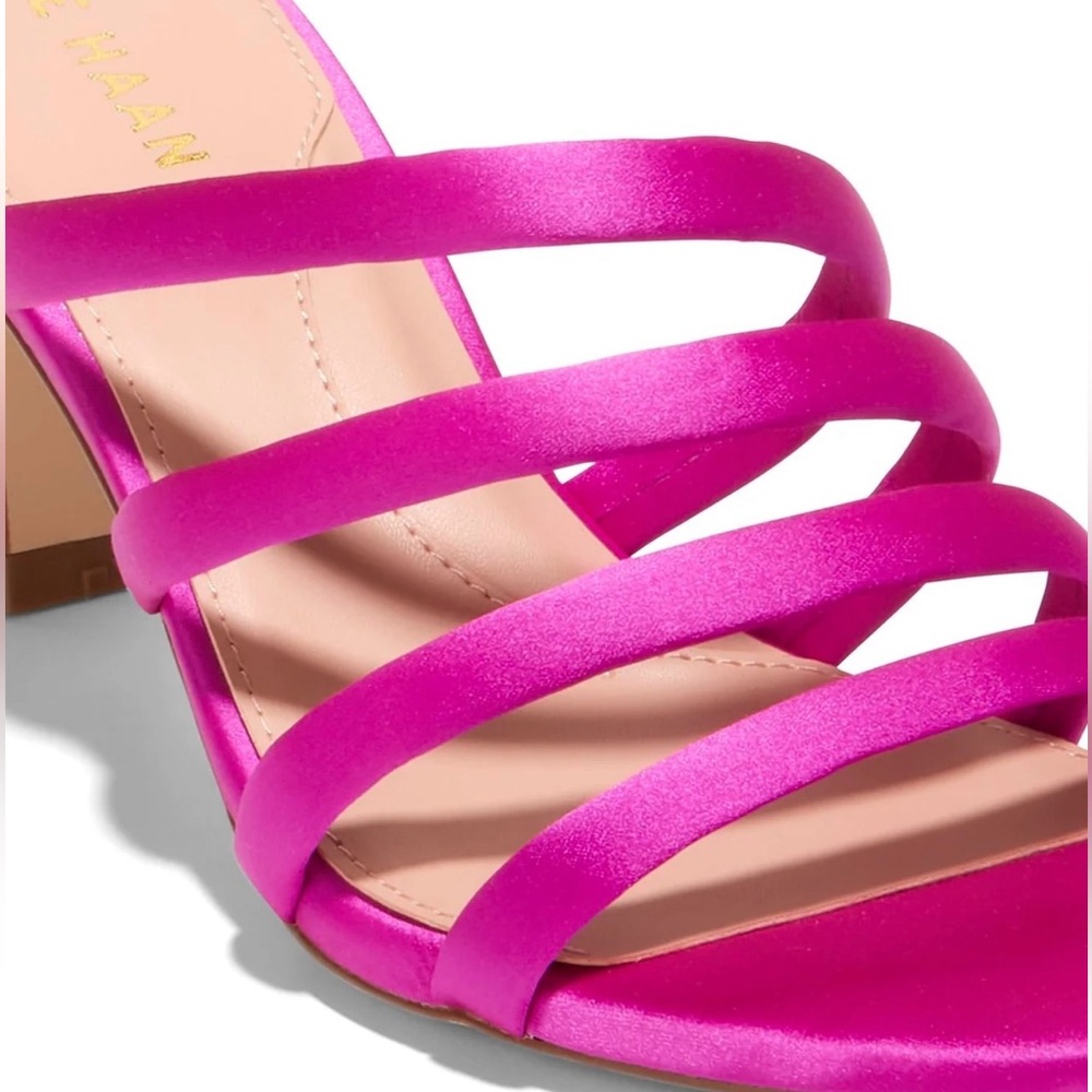 COLE HAAN Barbie Pink Satin Adella Sandal Heels | Size 8.5 - Picture 4 of 16